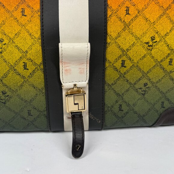 Y2K L.A.M.B. Carlisle Rasta Ombre Foldover Clutch Canvas Leather Trim - Picture 5 of 14